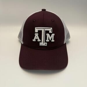 Texas A&M Aggies Hat Cap Snap Back Mens Maroon White NCAA Football Trucker Mesh